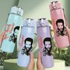 1PC Retro Rock Male Singer Grayscale Print 750ml Portable Sports Water Bottle Leakproof Gym Outdoor Travel Drink Cup