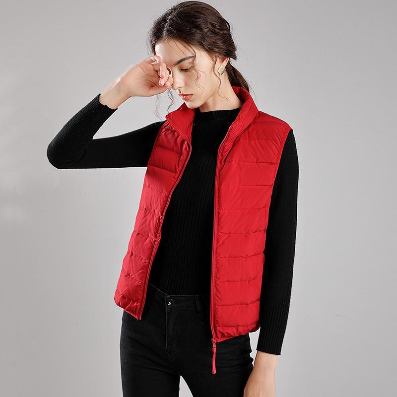 Neue leichte Daunenweste Weste Damen kurz Stehkragen dünn nahtlos integriert leichte Jacke Daunenjacke Futter