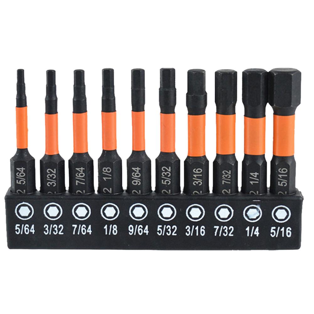 10/20 Pcs Hex Bit Set S2 Steel 1/4 Hex-Shank Allen Key Drill Bit Set Metric & SAE 2 In Long Magnetic Hex Bits Allen Bit Set