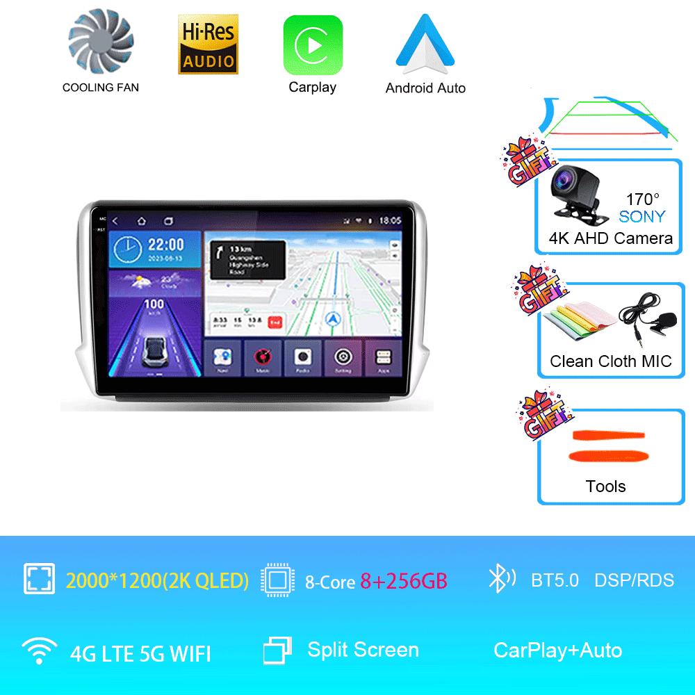 Car Radio Android 14 2 Din Video For Peugeot 2008 208 Multimedia System 2012 - 2018 GPS Navigation Autoradio WIFI 4G FM Carplay