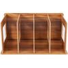 Desk Organizer Wooden DIY Desktop Bookshelf Storage Rack with 4 Vertical Compartments Rack File Holder for Office Desktop, Home Workspace (Cherry