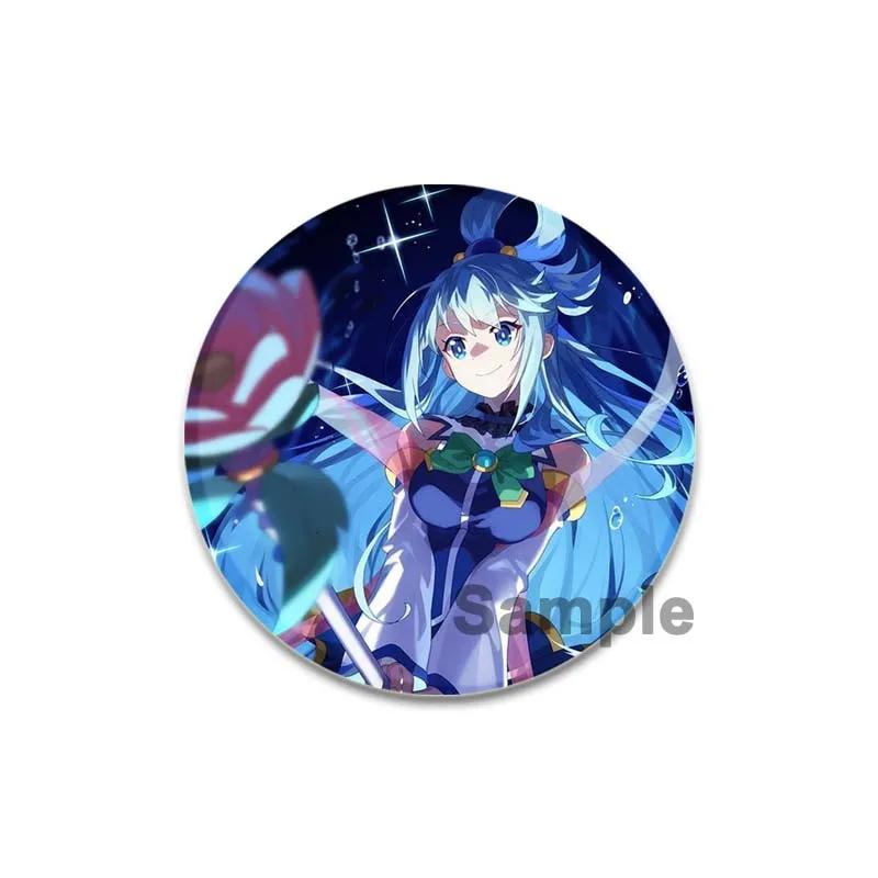 32/44/58mm Anime KonoSuba Pins Megumin Aqua Badge Handmade Brooche Breastpin for Backpack Clothes Accessories Gift