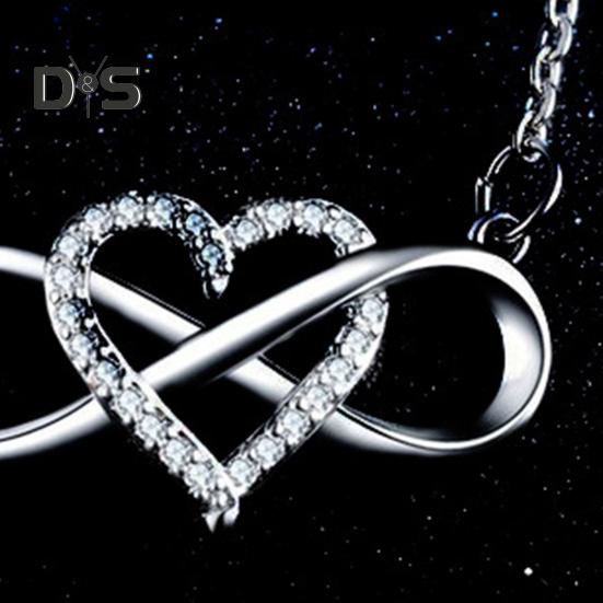 Collier Cœur Infini pour Femmes Collier Pendentif Cœur d'Amour Zircone Cubique Cadeaux Romantiques d'Anniversaire pour Petite Amie Épouse