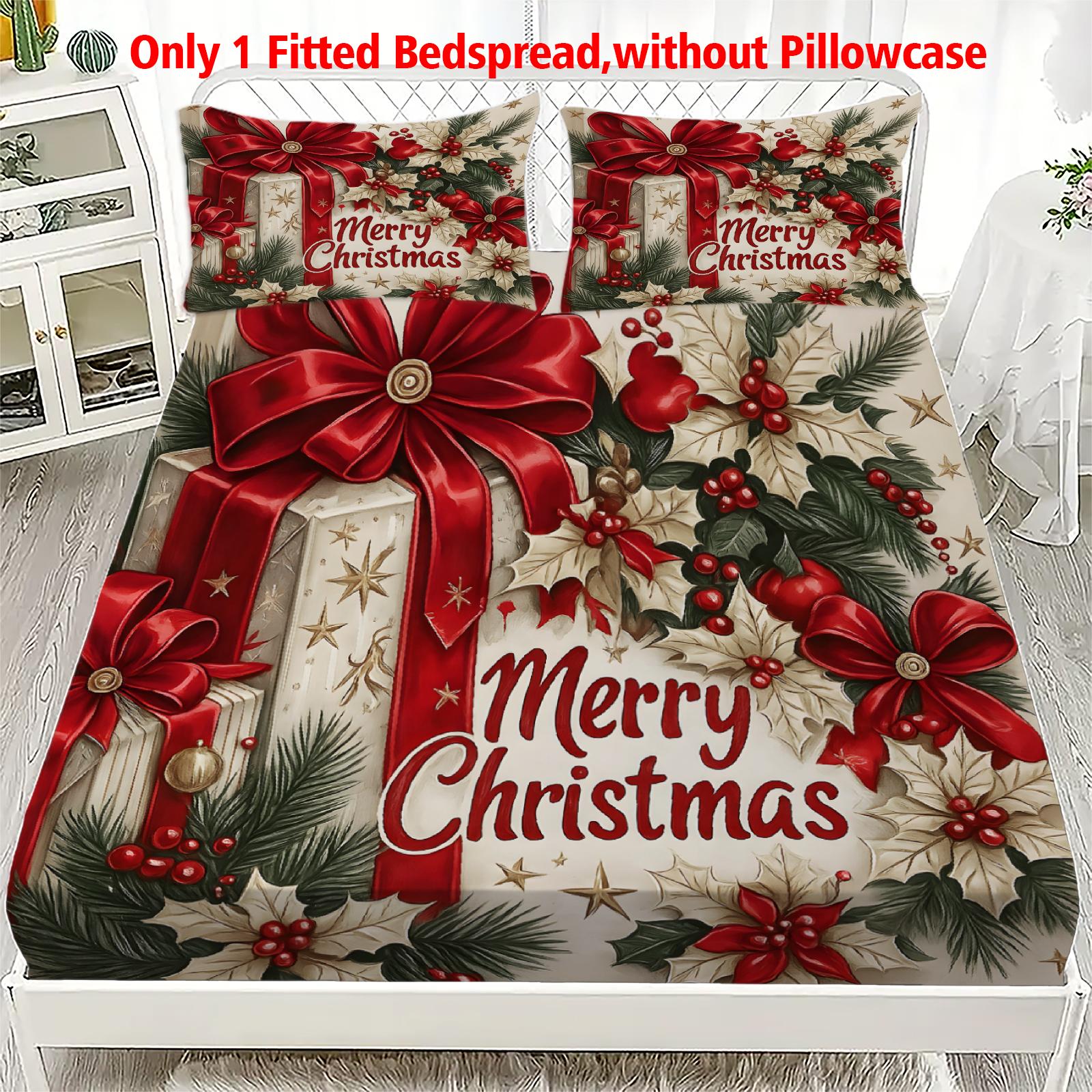 

1 Christmas gift digital printed frosted Fitted Sheet,bedroom printed bed cover,bedding(No pillowcase) 99x190x25cm