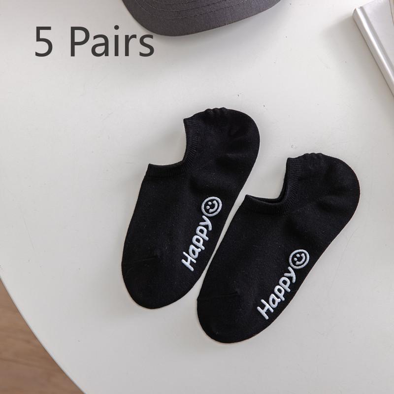 5 Paia di Calzini da Donna Primavera Estate Colore Unico Basso Silicone Antiscivolo Colore Caramella Invisibili