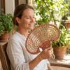 Vintage Hand-woven Straw Fan Colorful Hand Braided Fan Decorative Handmade Fan  Home Decoration