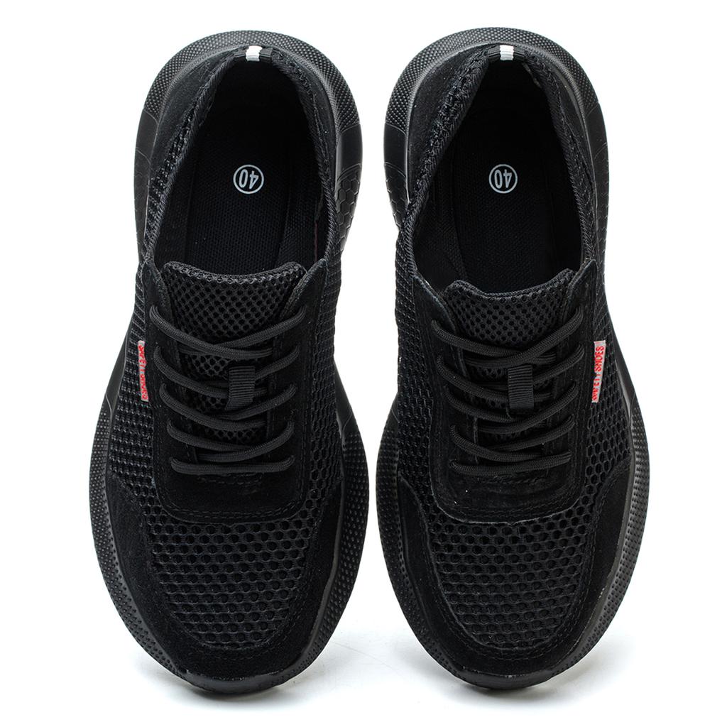 Men Work Boots Steel Toe Puncture-Proof Safety Shoes Casual Work Shoes Lightweight Breathable Sneakers for Work as Hiking Black