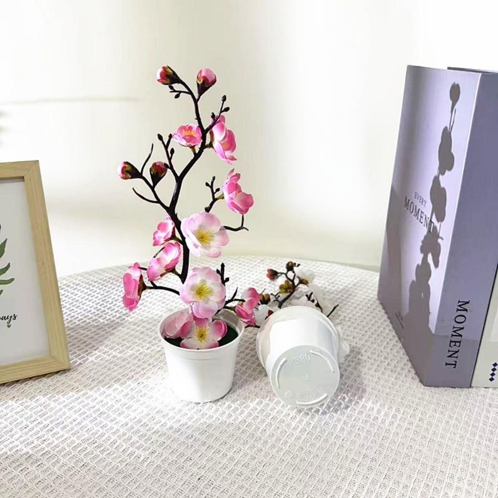 Wedding Sweet Artificial Plum Flowers Bright Color Home Decoration Potted Plum Flower Bonsai Simulation Blossom Wedding