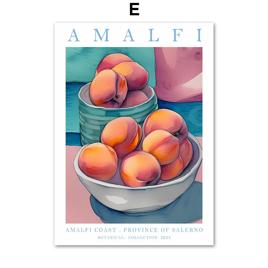 Venice Amalfi Sea Lemon Peach Orange Wall Art Canvas Oil Painting Fruit Posters And Prints Pictures for Living Room Home Decor