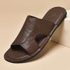 Fashion Fashion Men All-match Soft Bottom Sandals Solid Color Open Toe Genuine Leather Sandals2025New Slippers Beach Flat Designer Shoes