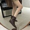 Korean Version of Square Head Slope Heel Soft Leather Short Tube Thin Boots 2025 Autumn and Winter Outer Wear Simple Versatile Commuter Side Zipper