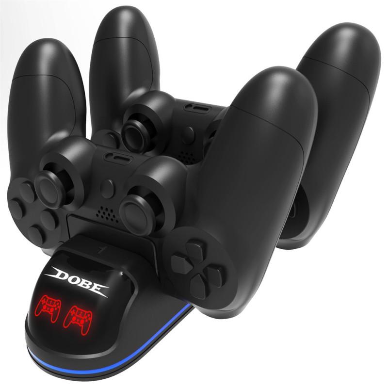 Dual Controller Charger Charging Stand for PS4/Pro/Slim with 4 Micro USB Dongles