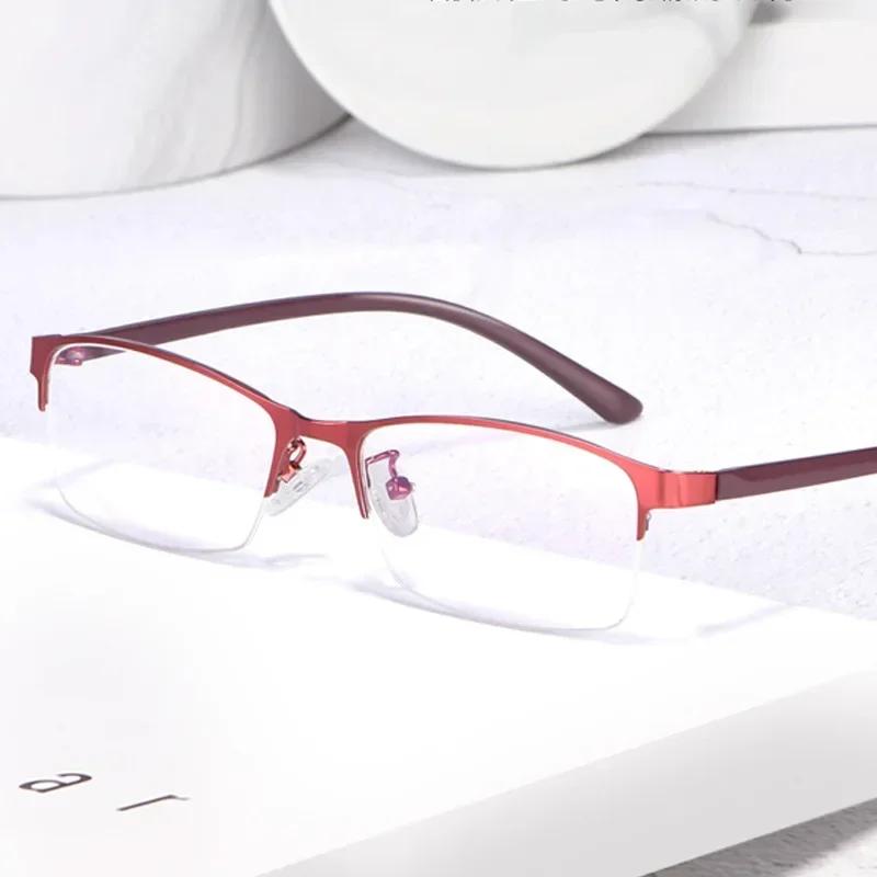 New Women Myopia Glasses Ladies Half Frame Anti-blue Light Prescription Glasses Men Finished Eyewear Business Glasses