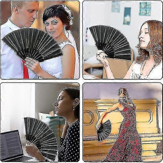 Handheld Folding Fan, 6-pack Chinese Hand Fan, Oriental Cloth Fan, Cloth Fan, Folding Fan, Handheld Folding Fan for Wedding, Dance, Party, Gift