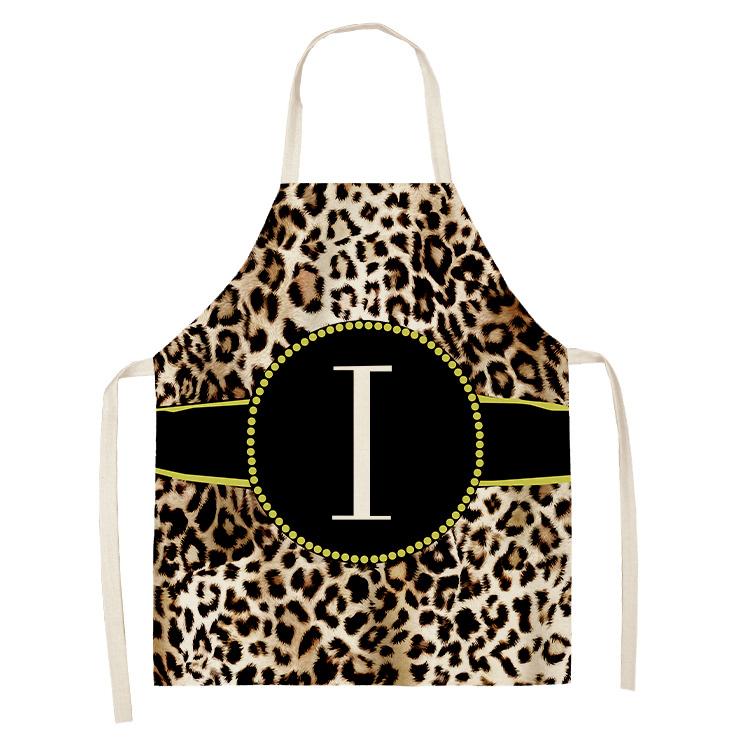 Leopard Monogram Linen Apron Baking Ladies Apron Kitchen Cooking Men Coffee Apron