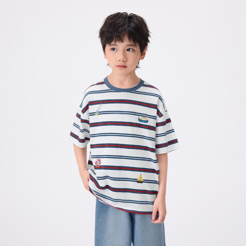 Xiaoyinman Boys  Ocean Style Striped Short Sleeve T-Shirt 150