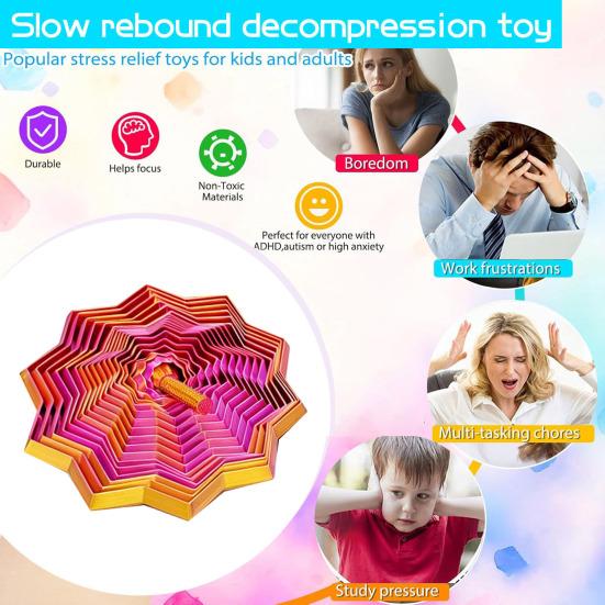 3D-gedruckter erweiterbarer Fidget-Stern Stress-Angst-Linderung Fraktalstern Sensorisches Spielzeug mit Griff Erweiterbarer Stern Drehturm Schreibtischspielzeug