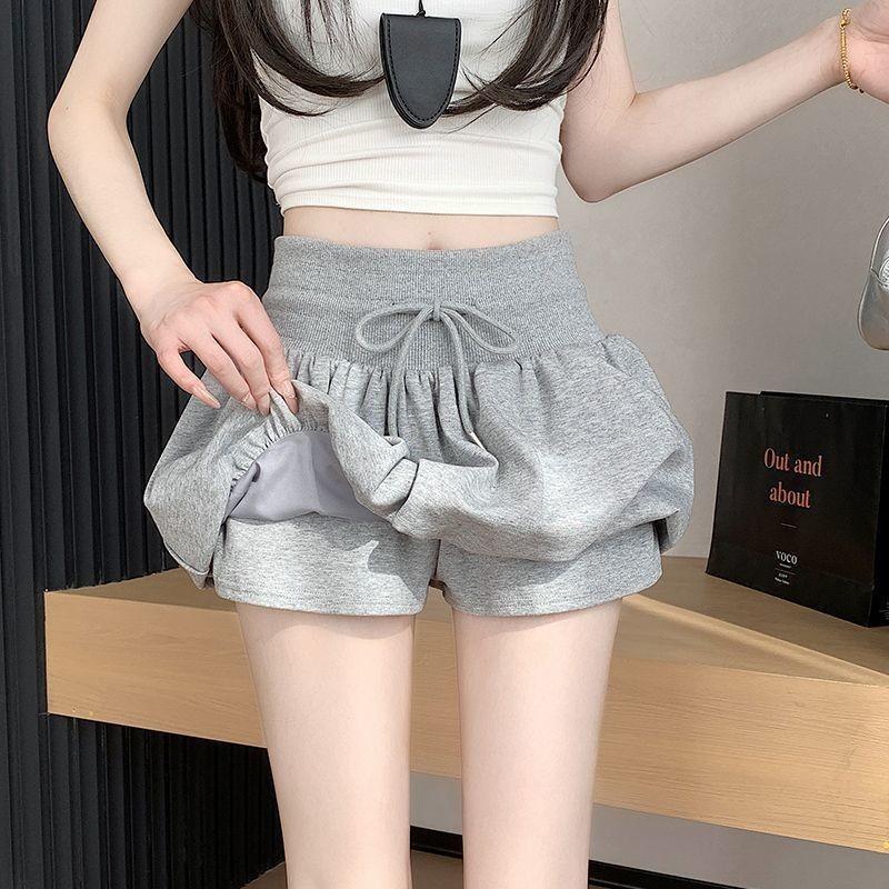 Romantic Ballet Gray Drawstring Mini Skirt With Stretch Waist For Trendy Girls