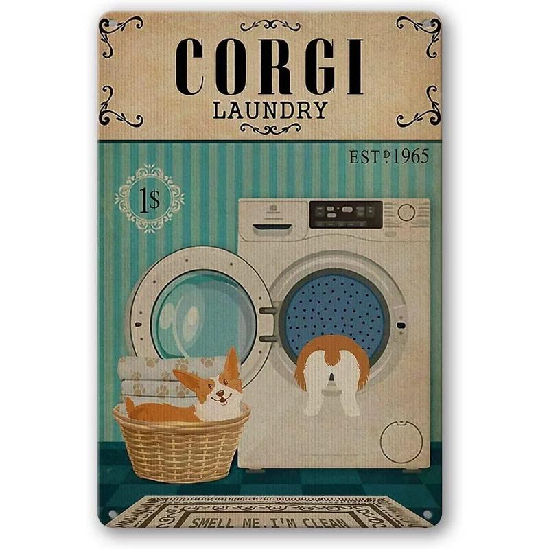 

High Definition Tin Sign Vintage Laundry Room Retro Metal Wall Art Decor Set for Home Bathroom Utility Room Laundry Shop Man Cav 20x30cm（7.8x11.8inch）