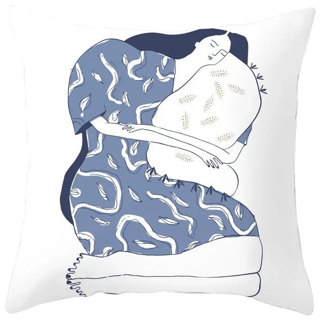 Blue Purple Abstract Geometric Study Pillowcase Office Living Room Home Pillowcase Car Ornaments