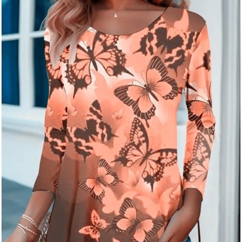 

Женские модные футболки с узором бабочки, весенние повседневные топы в стиле хип-хоп с длинным рукавом и 3d принтом тай-дай, повседневные топы большого размера 8XL 8XL