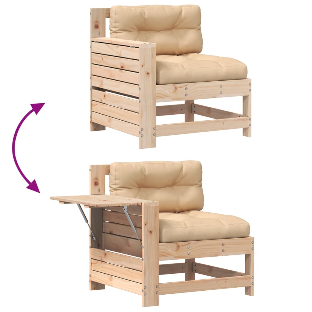 Garden Sofa with Armrests and Cushions Solid Pine Wood