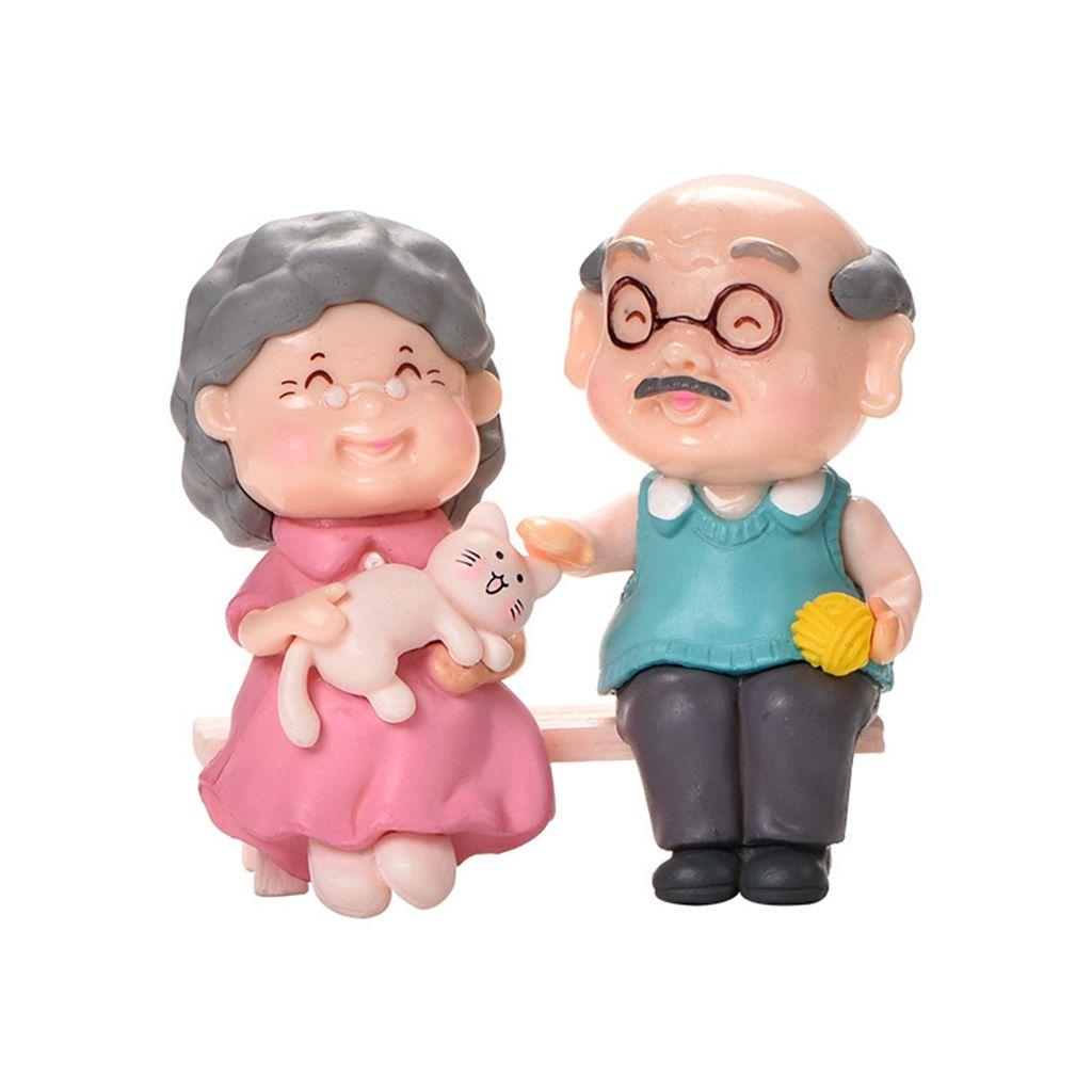 Micro Landscape Valentine's Day Gift DIY Crafts Miniatures Cake Ornament Old Couples Statue