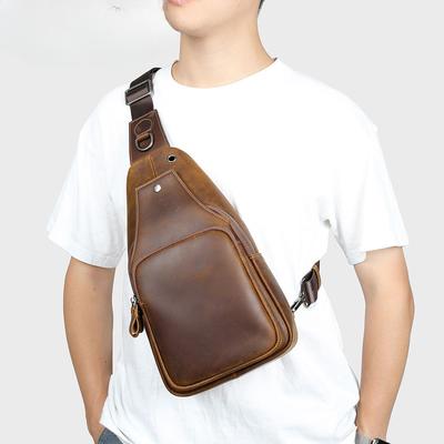 Echtes Leder Brust Tasche Männer Kopf Schicht Rindsleder Brust Umhängetasche Trend Schulter Tasche
