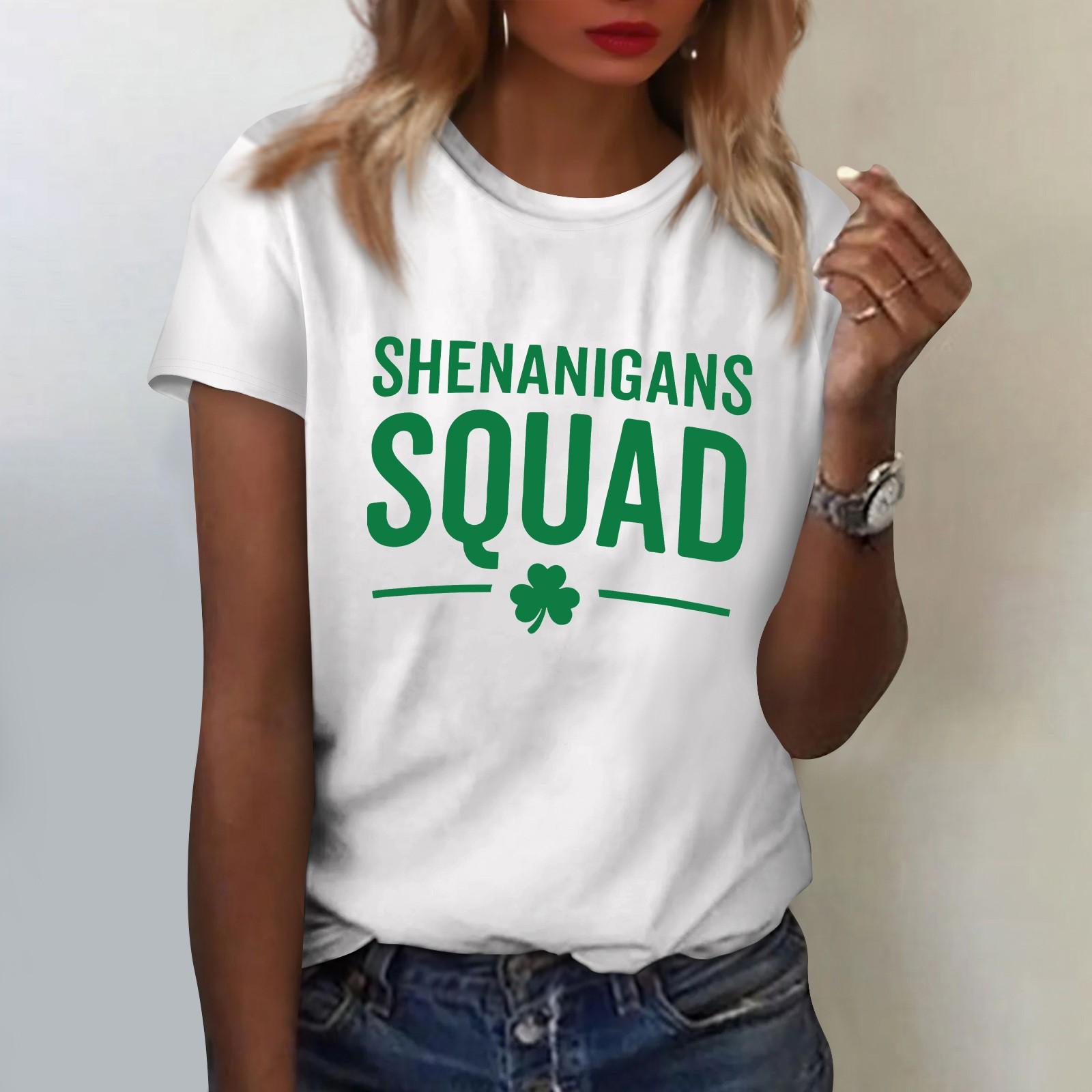 

Женская повседневная одежда St. Принт ко Дню Патрика, футболка с коротким рукавом и зауженным кроем XL белый
