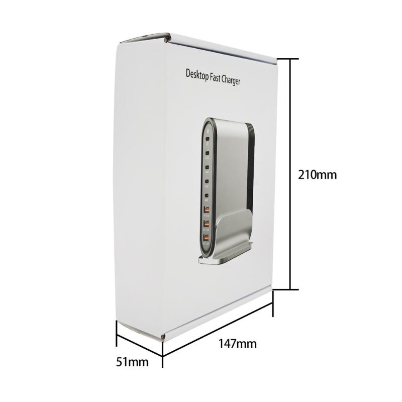 Aluminum Alloy Desktop Stand Charging Adapter 200W Charger with 3xUSB and 5xType C Interfaces for Multiple Devices