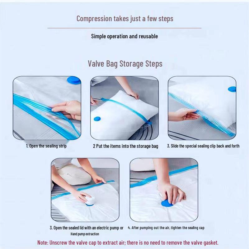 Transparent Vacuum Storage Bag with Pump for Clothes and Quilts – Single Layer, In Stock