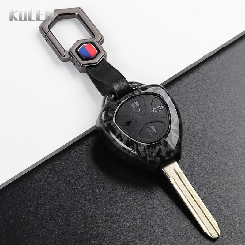 Abs Carbon Fiber Style Car Key Case Cover For Toyota Camry Avalon Corolla Matrix Rav4 Venza Yaris Replacement Protector Keychain