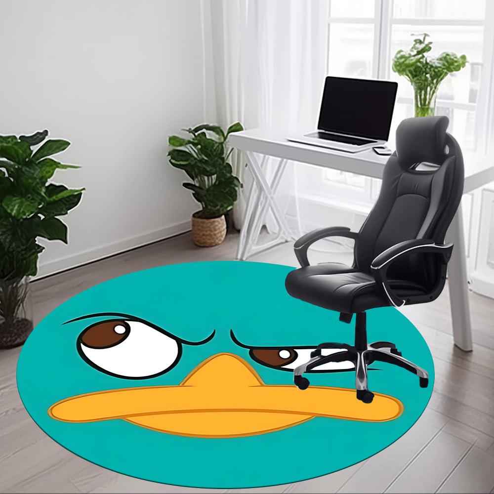 1pc Platypus Office Round Rug, Carpet for Office, Gaming, Lightweight Round Floor Mat yy260205016