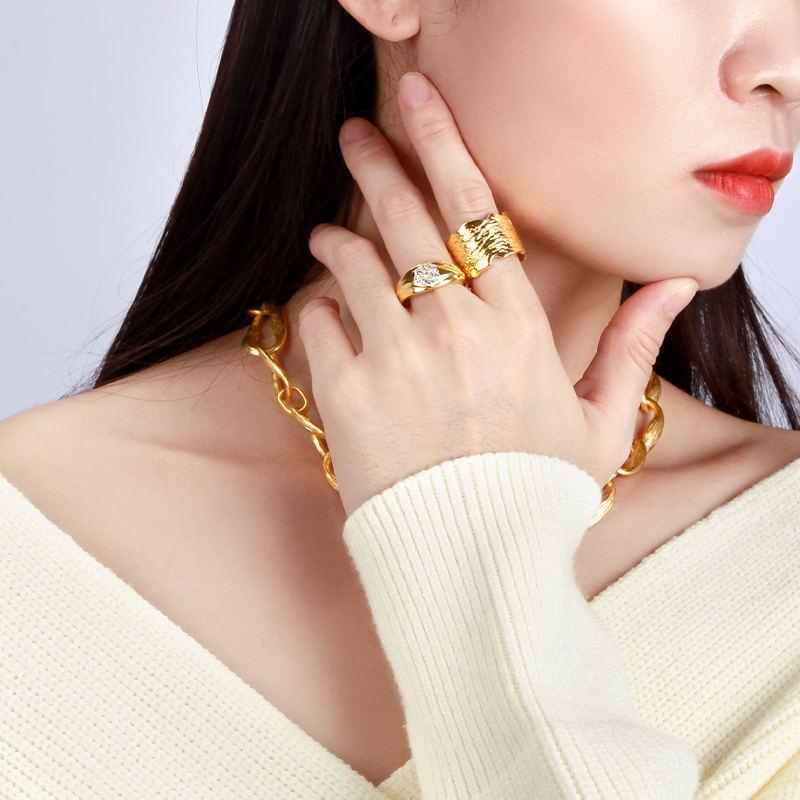 European and American fashion gold-plated diamond ring, simple and non-fading ring, high-end ring, hot-selling for women