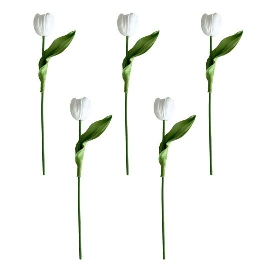 Artificial Tulip Flower 13" Long Stem Fake Tulip Realistic Real Touch PU Faux Flower for Spring Easter Home Kitchen Wedding Decoration