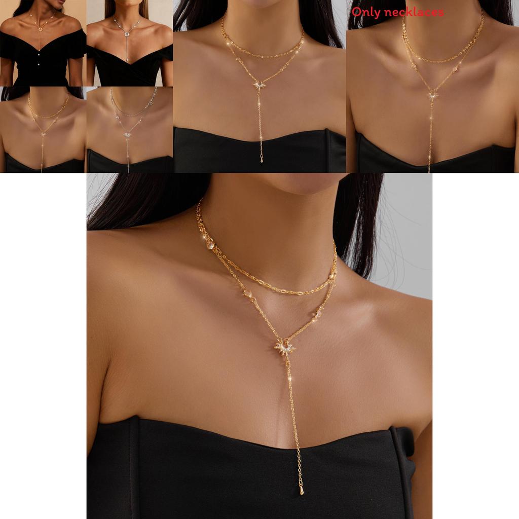 Collier Y Étoilé Orné de Diamants avec Chaîne Perles pour Femmes et Hommes