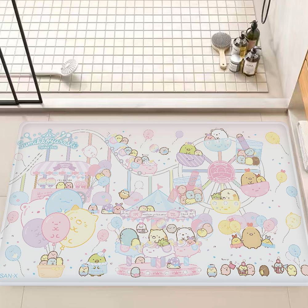 Kawaii Sumikko Gurashi Anime Floor Mat INS Style Soft Bedroom Floor House Laundry Room Mat Anti-skid Household Carpets
