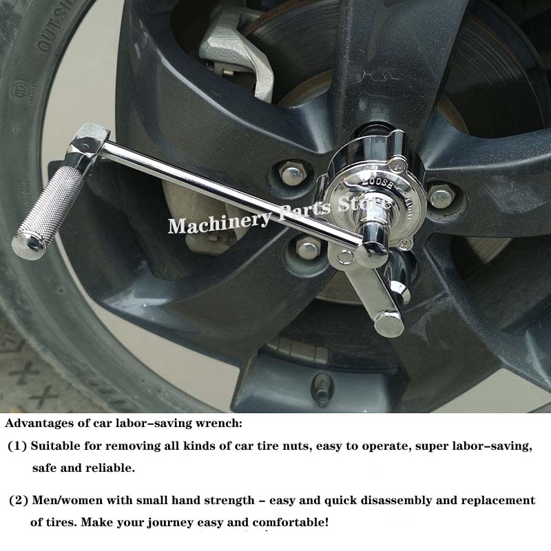 1 set 1/2" vridmomentmultiplikatornyckel Luggmutterborttagare Typ Bildäck demontering Arbetsbesparande kraftnyckel 3200N.M