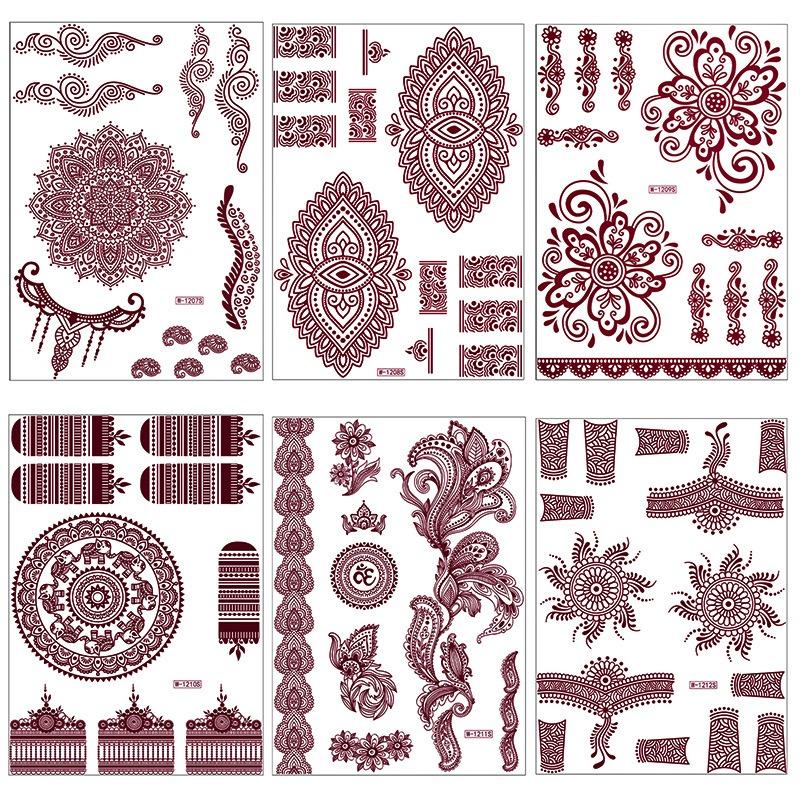 1PC brown lace tattoo sticker waterproof flower