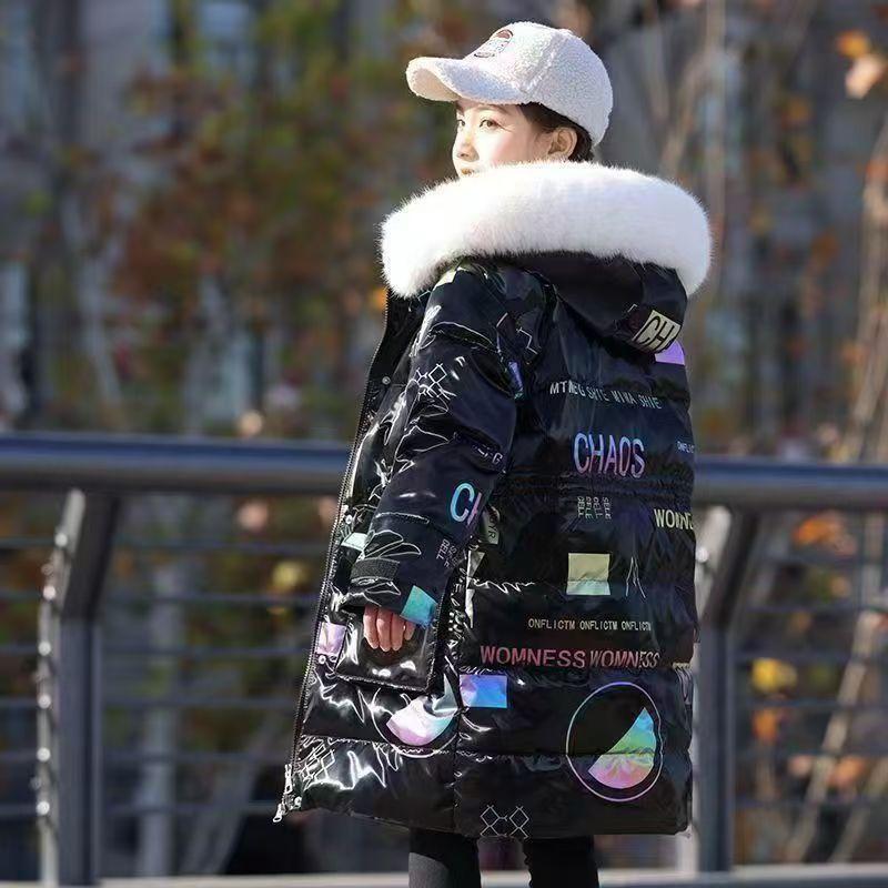 Mid-length Thickened Warm Wash-Free Cotton Padded Coat For Big Girls, Stylish Thermal Outerwear For School Kids