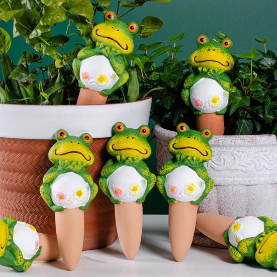 4Pcs Terracotta Self Watering Frog Planter Watering Spikes Slow Insert Automatic Spikes Cute Release Watering Tools