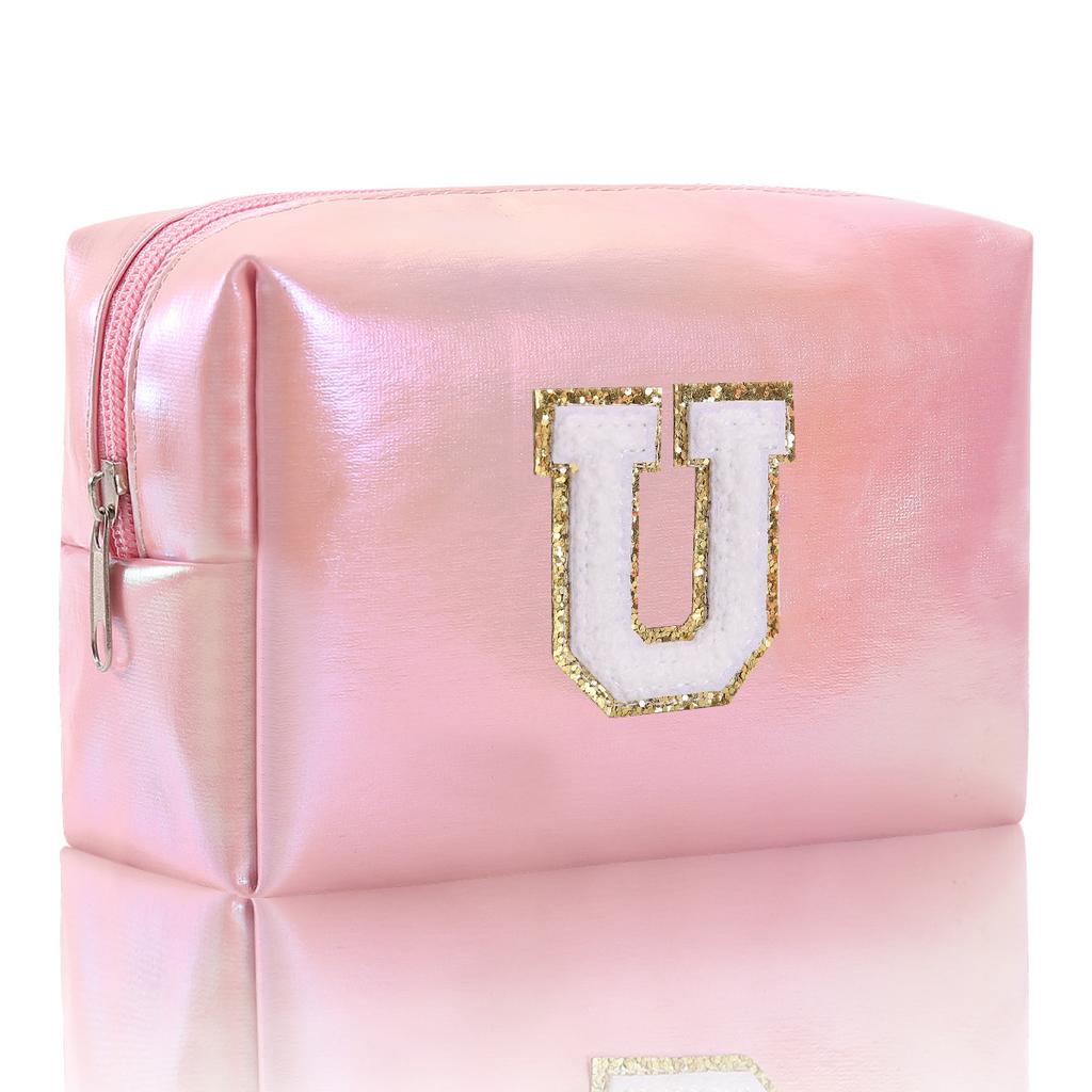 Octagon Bag Embroidery Alphabet Makeup Bag Large Capacity Toiletry Bag Travel Storage Bag Clutch Bag
