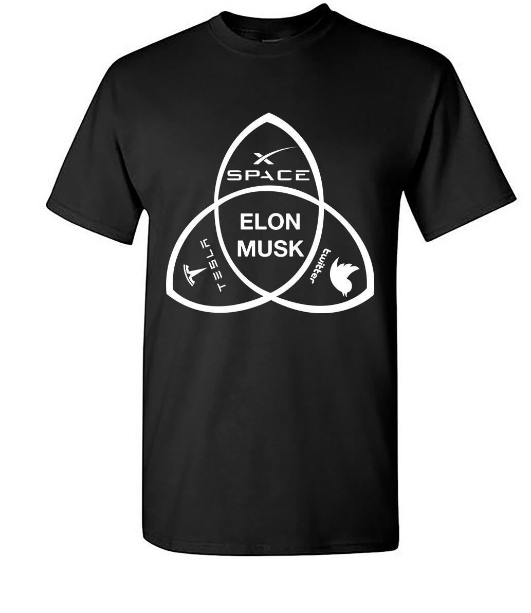 Elon Musk Buying Twitter Tesla SpaceX Trinity Gifts for Elon Fans Black TShirt XXL