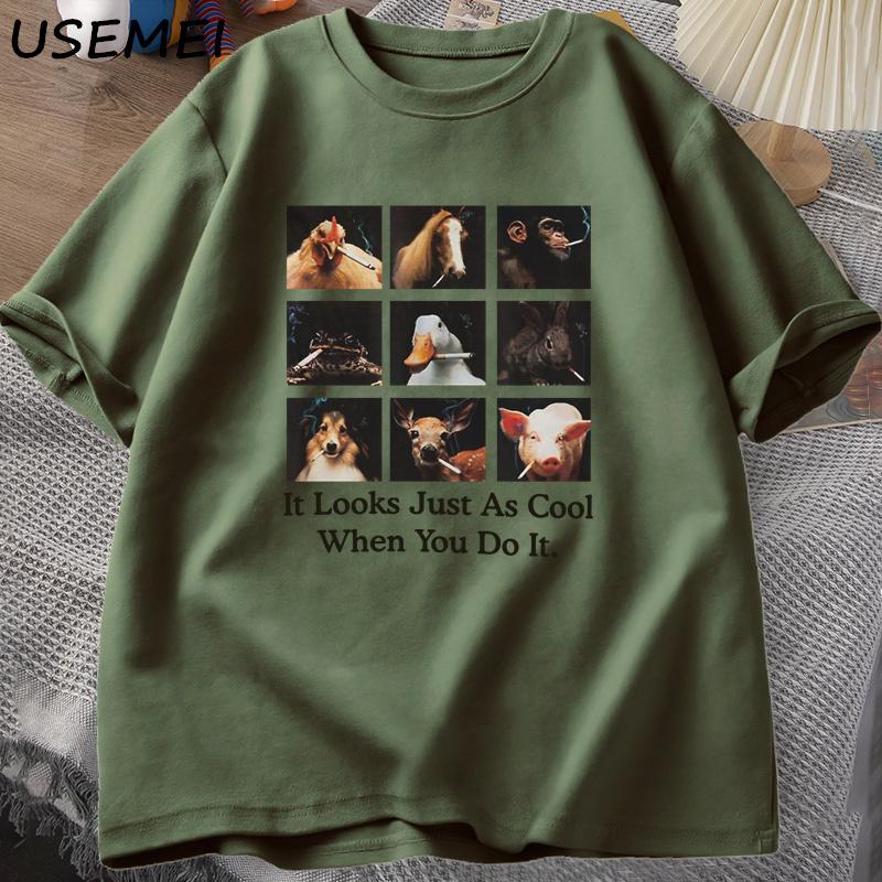Es sieht genauso cool aus, wenn du es tust T-Shirt Unisex Damen Baumwolle Kurzarm Lustiges Meme T-Shirt Unisex Lässig Rundhals T-Shirts