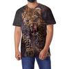 Fierce Animal Series 3D Digital Printed Men's Street Trendy Round Neck Short Sleeved T-shirt