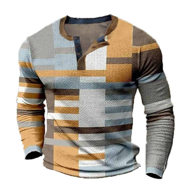 Необычная мужская футболка на 3 пуговицах с рисунком выполненным методом цифровой печати удобное полиэфирное волокно для ношения весной и осенью повседневная одежда для улицы 3XL 1270₽