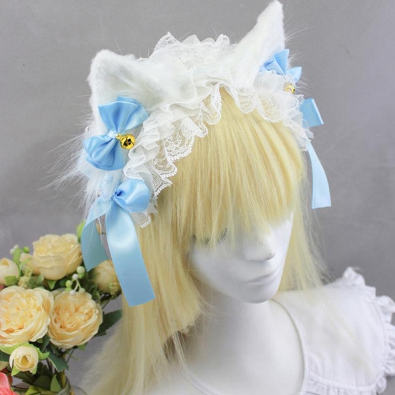 Plüsch Flauschige Katzenohren Haarreif für Mädchen Damen Halloween Cosplay Party Kostüm Süße Lolita Kopfschmuck Geschenke
