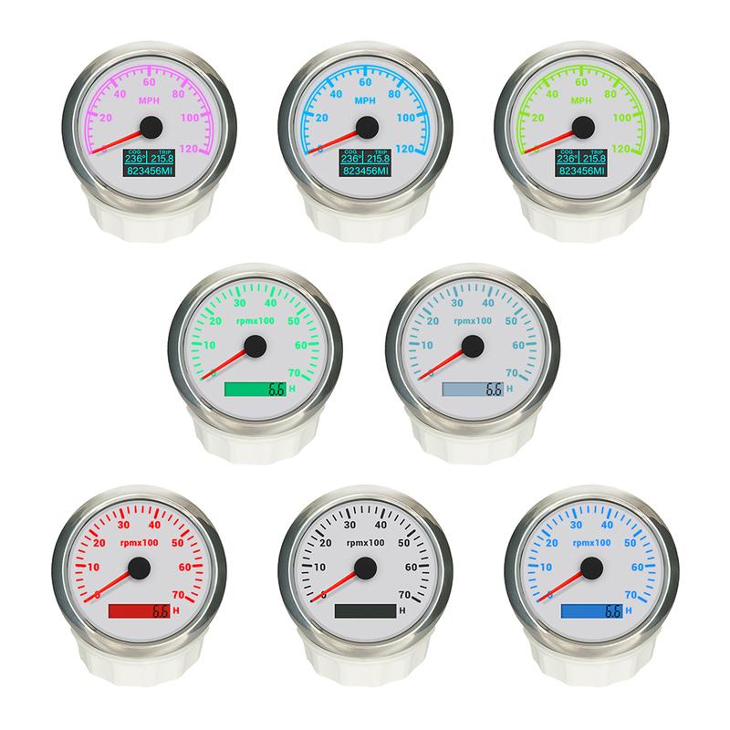 85mm GPS Speedometer 60M 80M 120M 160M 200M with 4K 6K 7K 8K RPM Tachometer with 7 Colors Backlight for Car Boat Yacht 9-32V