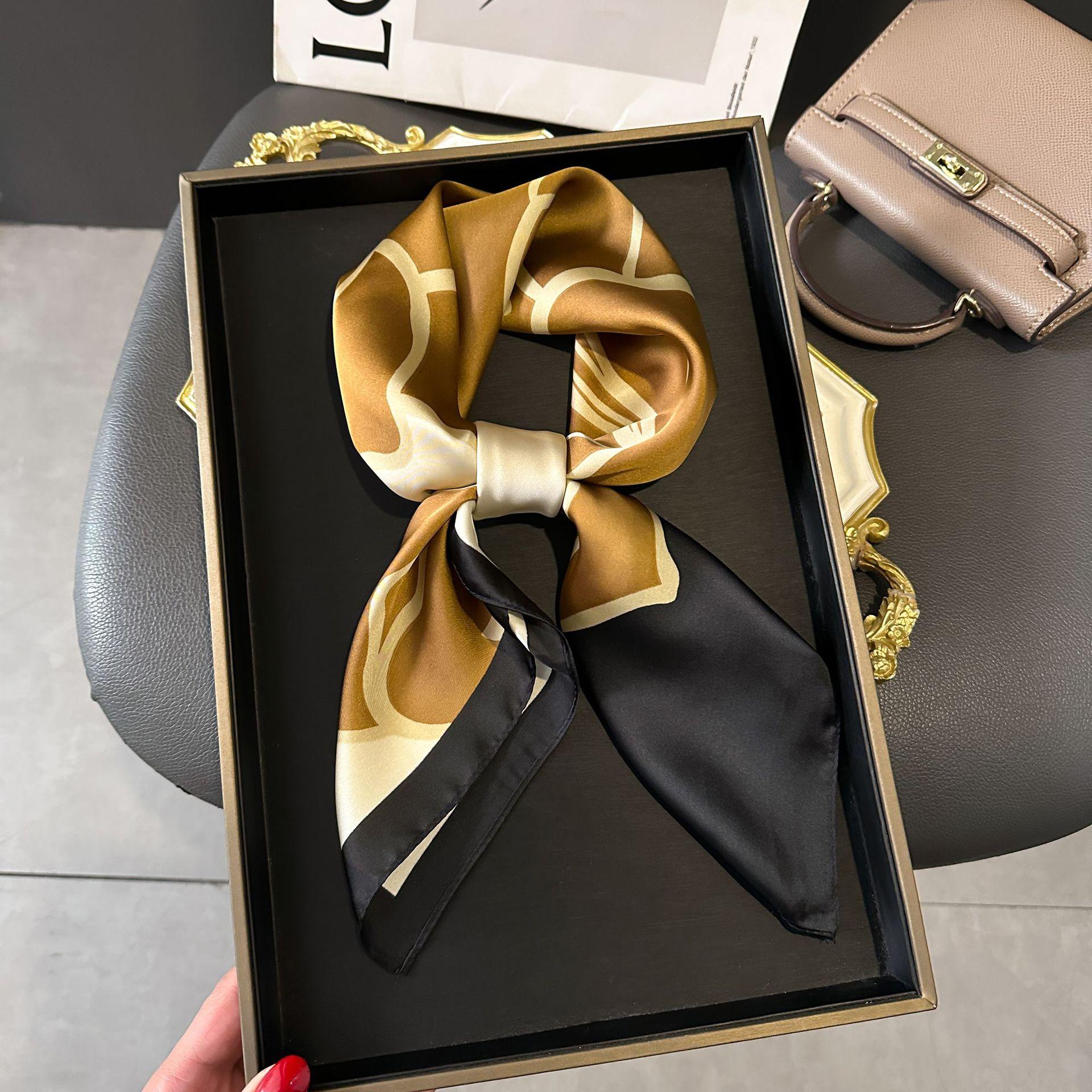 2024 Spring and Autumn New Simulation Silk Scarf Women s 70cm Chinese Scarf Hair Tie Bag Silk Scarf Versatile Headscarf Women