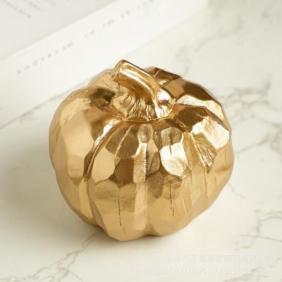 Indoor Modern Pumpkin Fall Decor Shiny Vivid Color Holiday Party Elegant Tabletop Decoration Resin Artificial Pumpkin